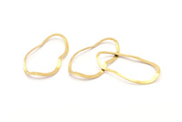 Pirinç Oval Bağlantı Parçası, Deliksiz 12 Ham Pirinç Dalgalı Oval Bağlantı Parçası, Bağlantı Parçaları (39x22x0,70 mm) D932