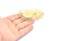 Cabochon Prong Setting, 4 Raw Brass Cabochon Prong Settings, Connectors, Charms, Findings (52mm) D884