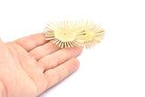 Cabochon Prong Setting, 4 Raw Brass Cabochon Prong Settings, Connectors, Charms, Findings (52mm) D884