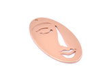 Rose Gold Face Charm, 2 Rose Gold Plated Brass Face Charms With 1 Hole, Pendants, Earrings, Findings (38x19x0.80mm) D0642