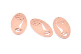 Rose Gold Face Charm, 2 Rose Gold Plated Brass Face Charms With 1 Hole, Pendants, Earrings, Findings (38x19x0.80mm) D0642