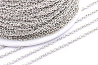 Silver Soldered Chain, Silver Tone Soldered Brass Chain (1.5x2mm) Mb 8-40