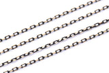 Black Soldered Chain, Raw Brass Faceted Soldered Cable Chain (1.2x2mm) Z182
