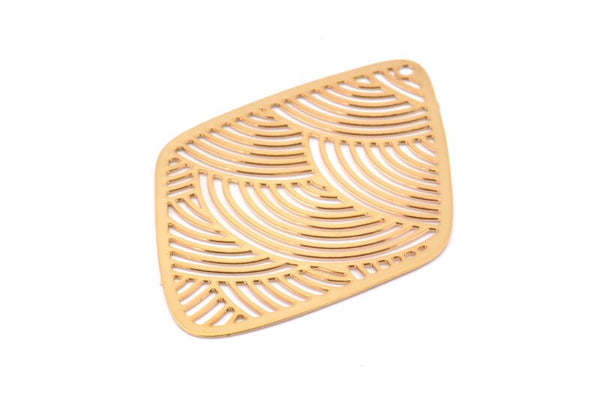 Gold Diamond Charm, 2 Gold Plated Brass Diamond Earring Charms With 1 Hole, Pendants, Findings (46x33mm) E031