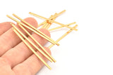 Gold Bar Charm, 6 Gold Plated Brass Bars With 1 Hole (60x2x1mm) A0868 Q0793
