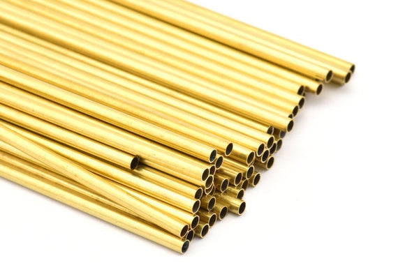 3mm Brass Tubes Customize Size - 24 Raw Brass Tube Beads - 100mm-150mm-200mm-250mm-300mm-350mm