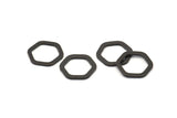 Black Hexagon Ring, 12 Oxidized Black Brass Hexagon Charms, Rings (14x2x1.2mm) D0082 S941