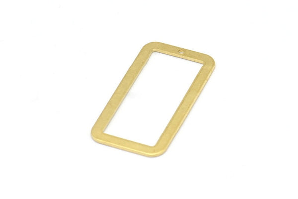 Gold Rectangle, 4 Gold Plated Brass Rectangle Charms With 1 Hole, Earrings, Pendants (31x16x0.80mm) D0609
