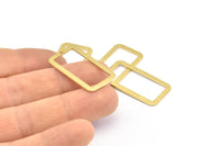 Gold Rectangle, 4 Gold Plated Brass Rectangle Charms With 1 Hole, Earrings, Pendants (31x16x0.80mm) D0609