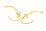 Gold Face Charm, 4 Gold Plated Brass Face Charms With 1 Loop, Pendants, Earrings, Findings (43x23x1mm) D0625 Q0737