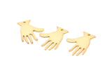Gold Hand Charm, 4 Gold Plated Brass Hand Charms With 1 Hole, Earrings, Pendants, findings (25x17x0.80mm) D0612