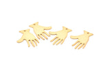 Gold Hand Charm, 4 Gold Plated Brass Hand Charms With 1 Hole, Earrings, Pendants, findings (25x17x0.80mm) D0612