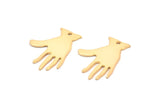 Gold Hand Charm, 4 Gold Plated Brass Hand Charms With 1 Hole, Earrings, Pendants, findings (25x17x0.80mm) D0612