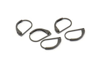 Plain Leverback Earring, 24 Oxidized Black Brass Plain Leverback Earring Findings (15x10mm) BS-1363 H0870