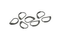 Plain Leverback Earring, 24 Oxidized Black Brass Plain Leverback Earring Findings (15x10mm) BS-1363 H0870