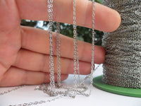 2mm Silver Brass Chain, 5 Meters - 16.5 Feet (1.5x2mm) Silver Tone Brass Soldered Chain - Y005 ( Z015 )