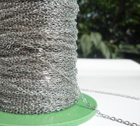 2mm Silver Brass Chain, 5 Meters - 16.5 Feet (1.5x2mm) Silver Tone Brass Soldered Chain - Y005 ( Z015 )