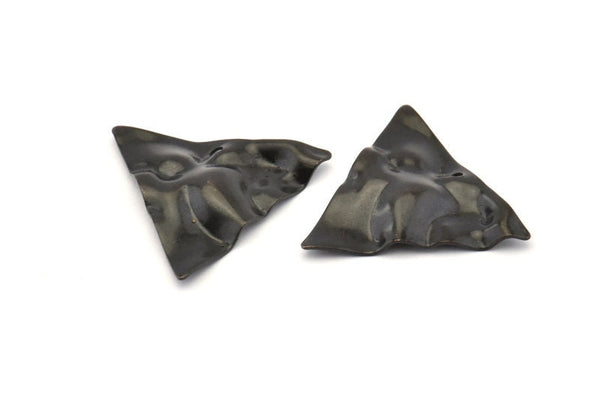 Siyah Üçgen Charm, 1 Delikli 8 Oksitlenmiş Siyah Pirinç Dalgalı Üçgen Charm, Küpeler, Bulgular (22x0,60 mm) D0791 S959