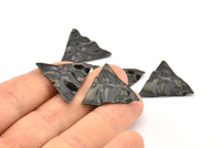 Siyah Üçgen Charm, 1 Delikli 8 Oksitlenmiş Siyah Pirinç Dalgalı Üçgen Charm, Küpeler, Bulgular (22x0,60 mm) D0791 S959