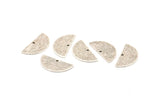 Gümüş Yarım Daire, 12 Antik Gümüş Kaplamalı Pirinç Dokulu Yarım Ay Tılsımı, 1 Delikli, Kolye Uçları (21x10,5x0,80 mm) D0596 H0782