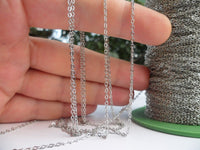 Silver Brass Chain, 50 Meters - (1.5x2mm) Silver Tone Brass Soldered Chain - Y005 ( Z015 )