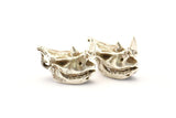 Silver Rhino Skull, 2 Antiqe Silver Plated Brass Rhino Skull With 1 Loop, Findings, Charms (21x16x9mm) BS 1879