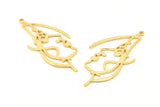 Gold Face Charm, 2 Gold Plated Brass Face Charms With 1 Loop, Pendants, Earrings, Findings (50x25x1mm) D0624
