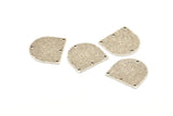 D Shaped Charm, 12 Antique Silver Plated Brass Textured D Shaped Connectors With 4 Holes, Earrings, Findings (16x17x0.60mm) D926