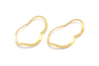 Pirinç Oval Bağlantı Parçası, Deliksiz 12 Ham Pirinç Dalgalı Oval Bağlantı Parçası, Bağlantı Parçaları (39x22x0,70 mm) D932