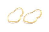 Pirinç Oval Bağlantı Parçası, Deliksiz 12 Ham Pirinç Dalgalı Oval Bağlantı Parçası, Bağlantı Parçaları (39x22x0,70 mm) D932