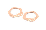Rose Gold Circle Charm, 2 Rose Gold Plated Brass Hammered Circle Charms With 1 Hole, Earrings, Findings (31x30x0.60mm) D0676 Q0183