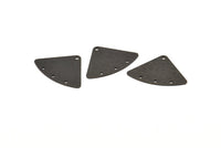 Siyah Geometrik Charm, 4 Delikli 12 Oksitlenmiş Siyah Pirinç Dokulu Fan Bağlantısı, Küpeler, Bulgular (18x26x0,60mm) D901 S970