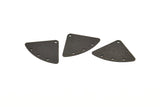 Siyah Geometrik Charm, 4 Delikli 12 Oksitlenmiş Siyah Pirinç Dokulu Fan Bağlantısı, Küpeler, Bulgular (18x26x0,60mm) D901 S970
