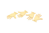 Gold Hand Charms, 4 Gold Plated Brass Textured Hand Charms With 1 Hole (25x17x0.80mm) D0655