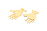 Gold Hand Charms, 4 Gold Plated Brass Textured Hand Charms With 1 Hole (25x17x0.80mm) D0655