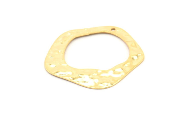 Gold Circle Charm, 2 Gold Plated Brass Hammered Circle Charms With 1 Hole, Earrings, Findings (31x30x0.60mm) D0676 Q0183
