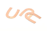 Rose Gold Geometric Charm, 4 Rose Gold Plated Brass Textured U Shaped Pendants With 2 Holes, Charms, Findings (35x27x0.50mm) D0751 H0886
