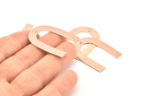 Rose Gold Geometric Charm, 4 Rose Gold Plated Brass Textured U Shaped Pendants With 2 Holes, Charms, Findings (35x27x0.50mm) D0751 H0886