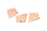 Rose Gold Fan Charm, 2 Rose Gold Plated Brass Textured Fan Shaped Charm Earrings With 1 Hole, Findings (35x27x0.50mm) D0821