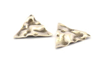 Silver Triangle Charm, 8 Antique Silver Plated Brass Wavy Triangle Charms With 1 Hole, Earrings, Findings (22x0.60mm) D0791 H0810