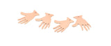 Rose Gold Hand Charms, 4 Rose Gold Plated Brass Textured Hand Charms With 1 Hole (25x17x0.80mm) D0655