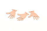 Rose Gold Hand Charms, 4 Rose Gold Plated Brass Textured Hand Charms With 1 Hole (25x17x0.80mm) D0655