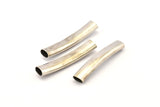 Silver Noodle Tube, 12 Silver Tone Curved Oval Tubes (40x7x4.5mm)  BRC267
