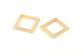 Gold Square Charm, 6 Gold Plated Brass Square Connectors With 1 Hole (21x0.80mm) D874