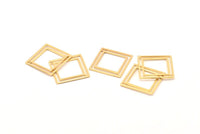 Gold Square Charm, 6 Gold Plated Brass Square Connectors With 1 Hole (21x0.80mm) D874