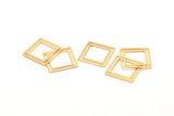 Gold Square Charm, 6 Gold Plated Brass Square Connectors With 1 Hole (21x0.80mm) D874