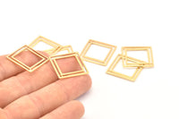 Gold Square Charm, 6 Gold Plated Brass Square Connectors With 1 Hole (21x0.80mm) D874