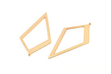 Gold Diamond Charm, 2 Gold Plated Brass Rhombus Charms With 1 Loop, Pendants, Earrings, Findings (52x26x0,60mm) D853 Q0591
