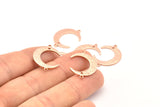 Rose Gold Moon Charm, 6 Rose Gold Plated Brass Textured Crescent Moon Charms With 2 Loops And 1 Hole, Connectors (22x17x1mm) D0789