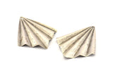Silver Fan Charm, 4 Antique Silver Plated Brass Fan Shaped Charm Earrings With 1 Hole, Pendants, Findings (50x39x0.50mm) D0837